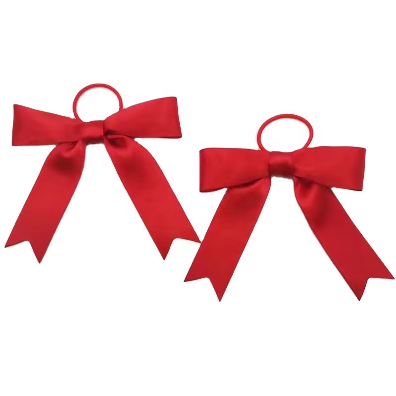 Gordon Ribbons 9 CM*7.5 CM Red Bow with Elastic Loop Wine Bottle Neck Decoration Satin Packing Bow with Swallow Tail