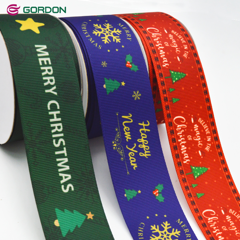 Gordon Ribbons Customize 1/1/2 Inches Printing Grosgrain Ribbon For Christmas Theme  Gift Decoration RIbbon