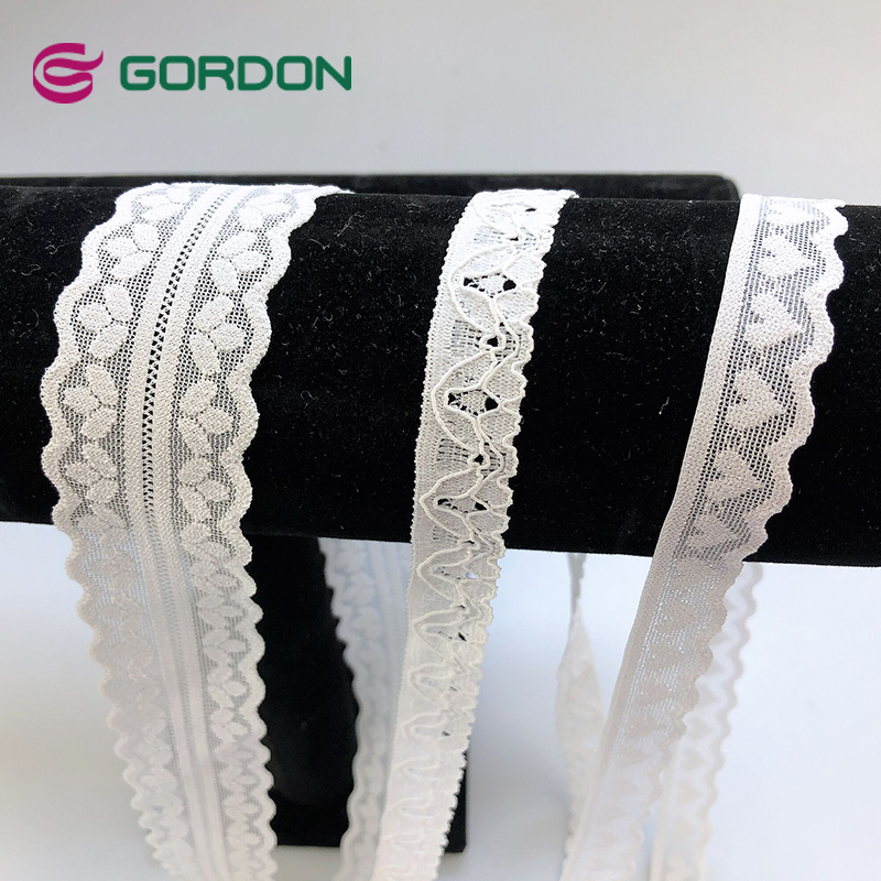 Gordon Ribbons White Lace Trim Stretch Nylon Spandex Floral Lace Ribbon For Bra Underwear Clothes Decoration Sewing Diy