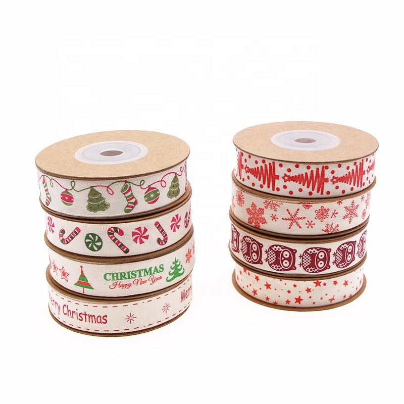Gordon Ribbons Christmas Personalised Gift Ribbon 1 Inch White Cotton Tape With Custom Printed Logo For Holiday Gift Decorations