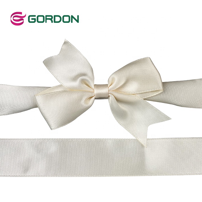 Gordon Ribbons free sample custom 100% polyester  pre-tied satin ribbon bows with elastic loop for holiday gift box wrapping